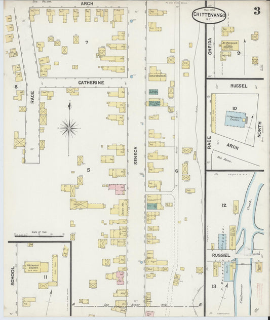 Sanborn Fire Insurance Map from Chittenango, Madison County, New York (1890), Sheet #0003 - Historic Sanborn Fire Insurance Map Print, vintage old map wall art, antique decor, genealogy gift, New York New York map