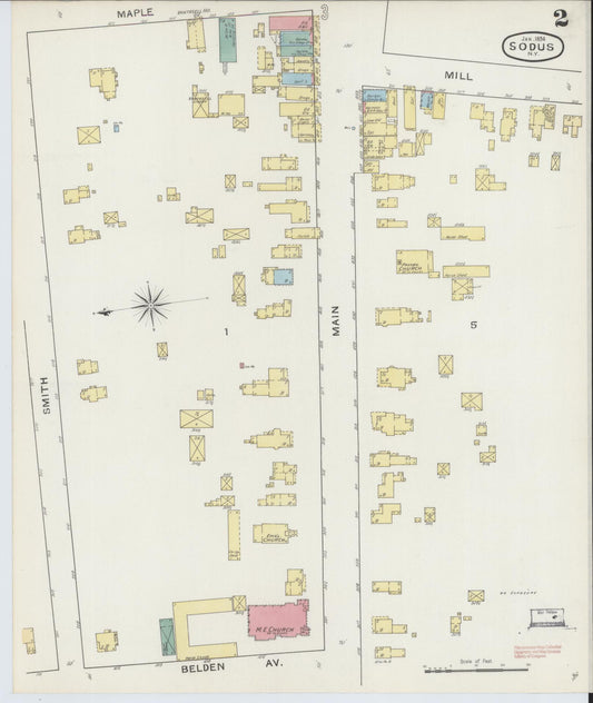 Sanborn Fire Insurance Map from Sodus, Wayne County, New York (1894), Sheet #0002 - Historic Sanborn Fire Insurance Map Print, vintage old map wall art, antique decor, genealogy gift, New York New York map