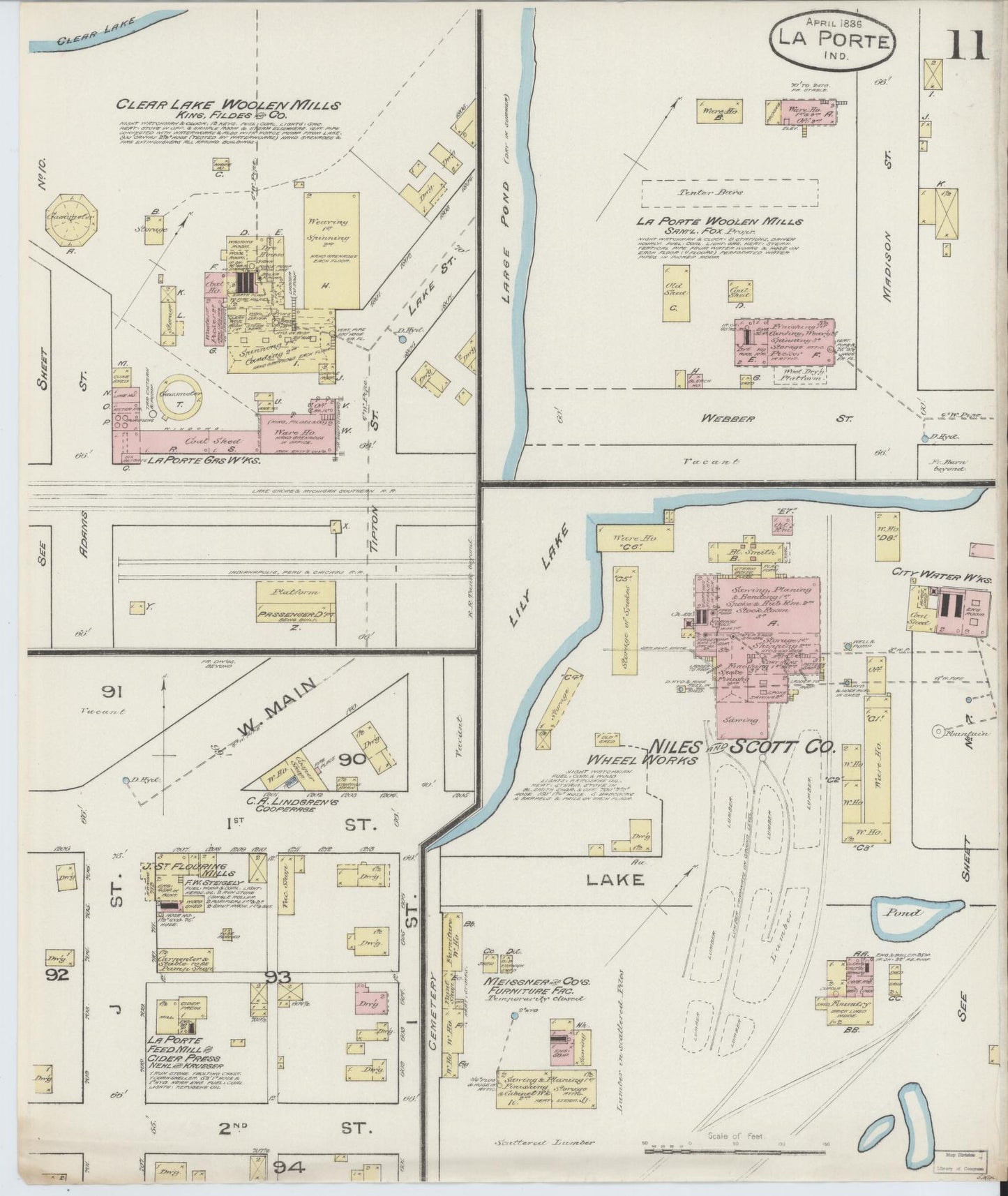 Sanborn Fire Insurance Map from La Porte, La Porte County, Indiana (1886), Sheet #0011 - Complete Map Set gallery image, historic Sanborn map, vintage wall art, Indiana Indiana