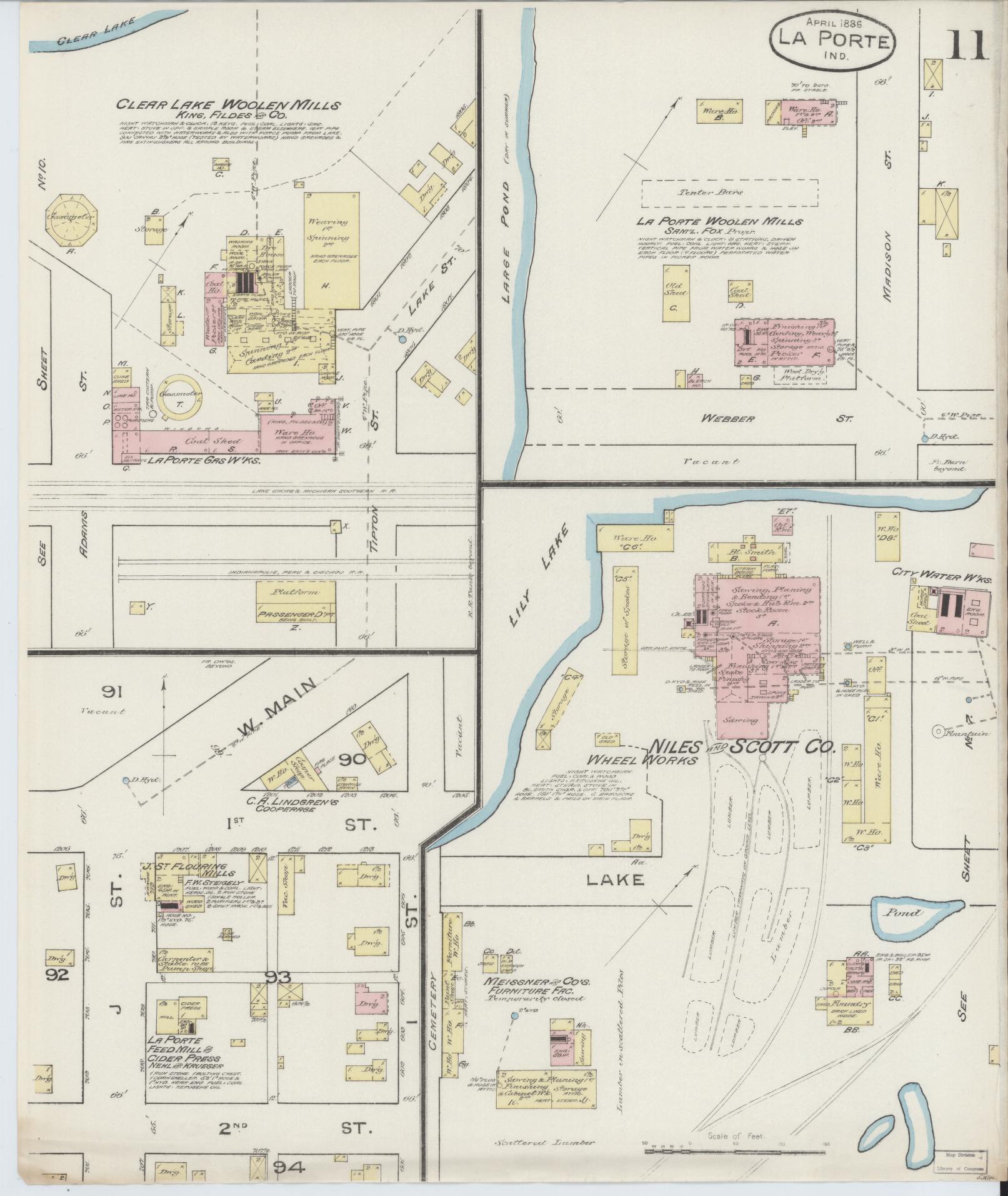 Sanborn Fire Insurance Map from La Porte, La Porte County, Indiana (1886), Sheet #0011 - Complete Map Set gallery image, historic Sanborn map, vintage wall art, Indiana Indiana