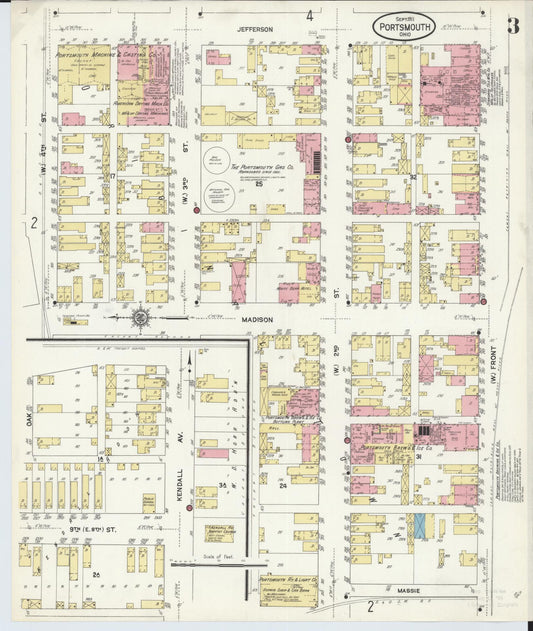 Sanborn Fire Insurance Map from Portsmouth, Scioto County, Ohio (1911), Sheet #0003 - Historic Sanborn Fire Insurance Map Print, vintage old map wall art, antique decor, genealogy gift, Ohio Ohio map