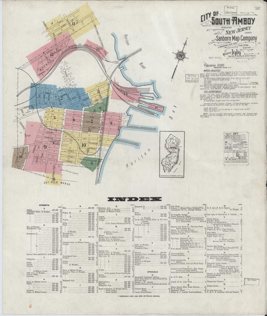 Sanborn Fire Insurance Map from South Amboy, Middlesex County, New Jersey. (1919) – Historic Sanborn Fire Insurance Map Print