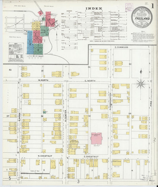 Sanborn Fire Insurance Map from Freeland, Luzerne County, Pennsylvania (1905), Sheet #0001 - Historic Sanborn Fire Insurance Map Print, vintage old map wall art, antique decor, genealogy gift, Pennsylvania Pennsylvania map