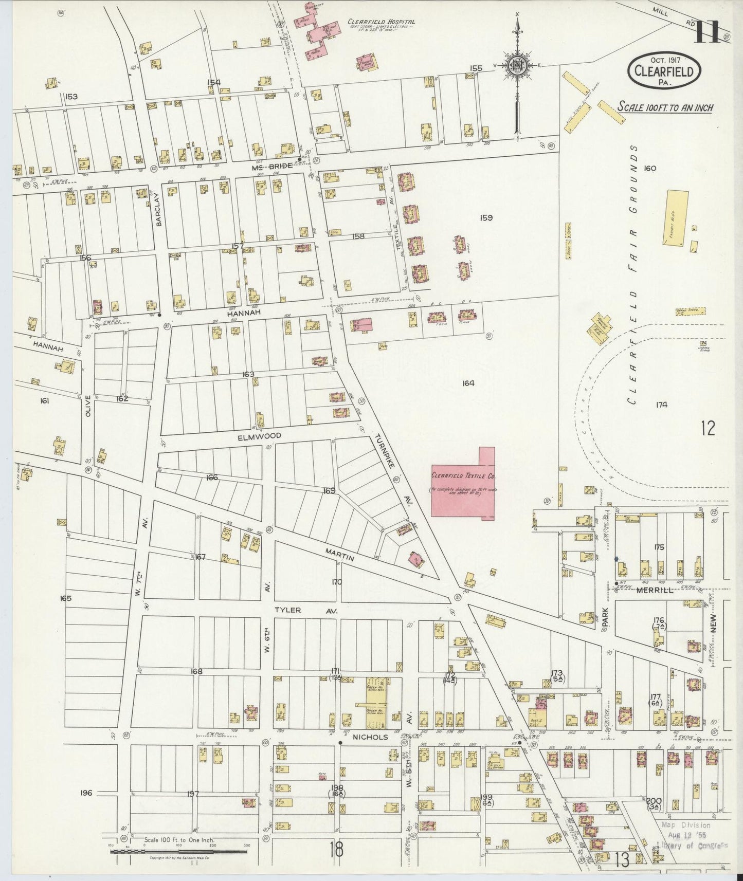 Sanborn Fire Insurance Map from Clearfield, Clearfield County, Pennsylvania (1917), Sheet #0011 - Historic Sanborn Fire Insurance Map Print, vintage old map wall art, antique decor, genealogy gift, Pennsylvania Pennsylvania map