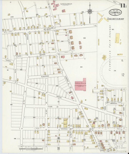 Sanborn Fire Insurance Map from Clearfield, Clearfield County, Pennsylvania (1917), Sheet #0011 - Historic Sanborn Fire Insurance Map Print, vintage old map wall art, antique decor, genealogy gift, Pennsylvania Pennsylvania map
