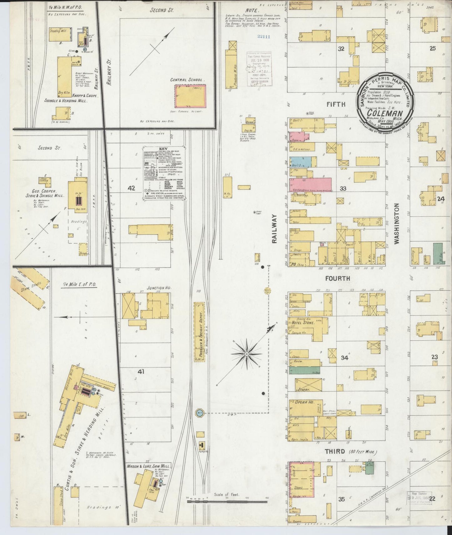 Sanborn Fire Insurance Map from Coleman, Midland County, Michigan (1900), Sheet #0001 - Historic Sanborn Fire Insurance Map Print, vintage old map wall art, antique decor, genealogy gift, Michigan Michigan map