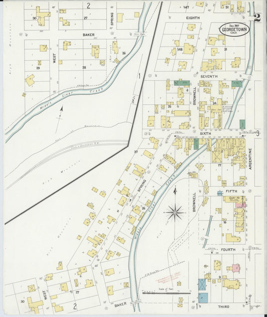 Sanborn Fire Insurance Map from Georgetown, Clear Creek County, Colorado (1907), Sheet #0002 - Historic Sanborn Fire Insurance Map Print, vintage old map wall art, antique decor, genealogy gift, Colorado Colorado map