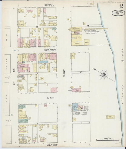 Sanborn Fire Insurance Map from Henry, Marshall County, Illinois (1888), Sheet #0002 - Historic Sanborn Fire Insurance Map Print, vintage old map wall art, antique decor, genealogy gift, Illinois Illinois map