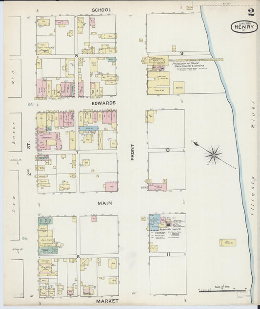 Sanborn Fire Insurance Map from Henry, Marshall County, Illinois (1888), Sheet #0002 - Historic Sanborn Fire Insurance Map Print, vintage old map wall art, antique decor, genealogy gift, Illinois Illinois map