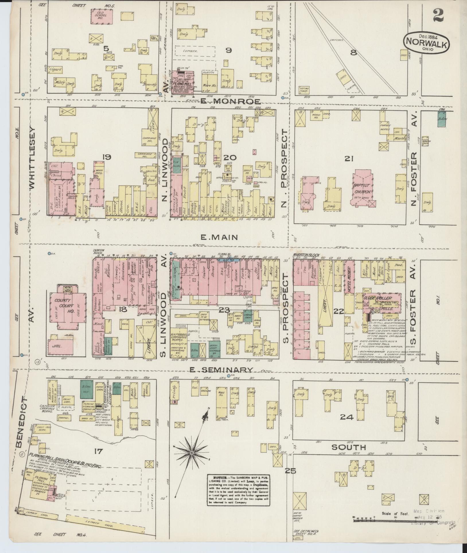 Sanborn Fire Insurance Map from Norwalk, Huron County, Ohio (1884), Sheet #0002 - Complete Map Set gallery image, historic Sanborn map, vintage wall art, Ohio Ohio
