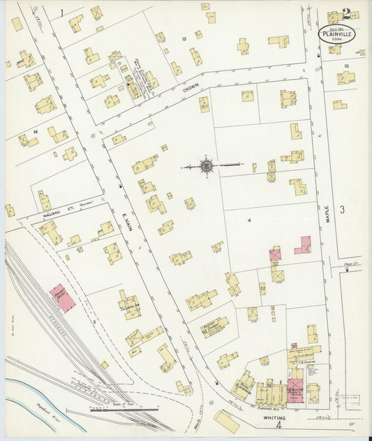 Sanborn Fire Insurance Map from Plainville, Hartford County, Connecticut (1911), Sheet #0002 - Historic Sanborn Fire Insurance Map Print, vintage old map wall art, antique decor, genealogy gift, Connecticut Connecticut map