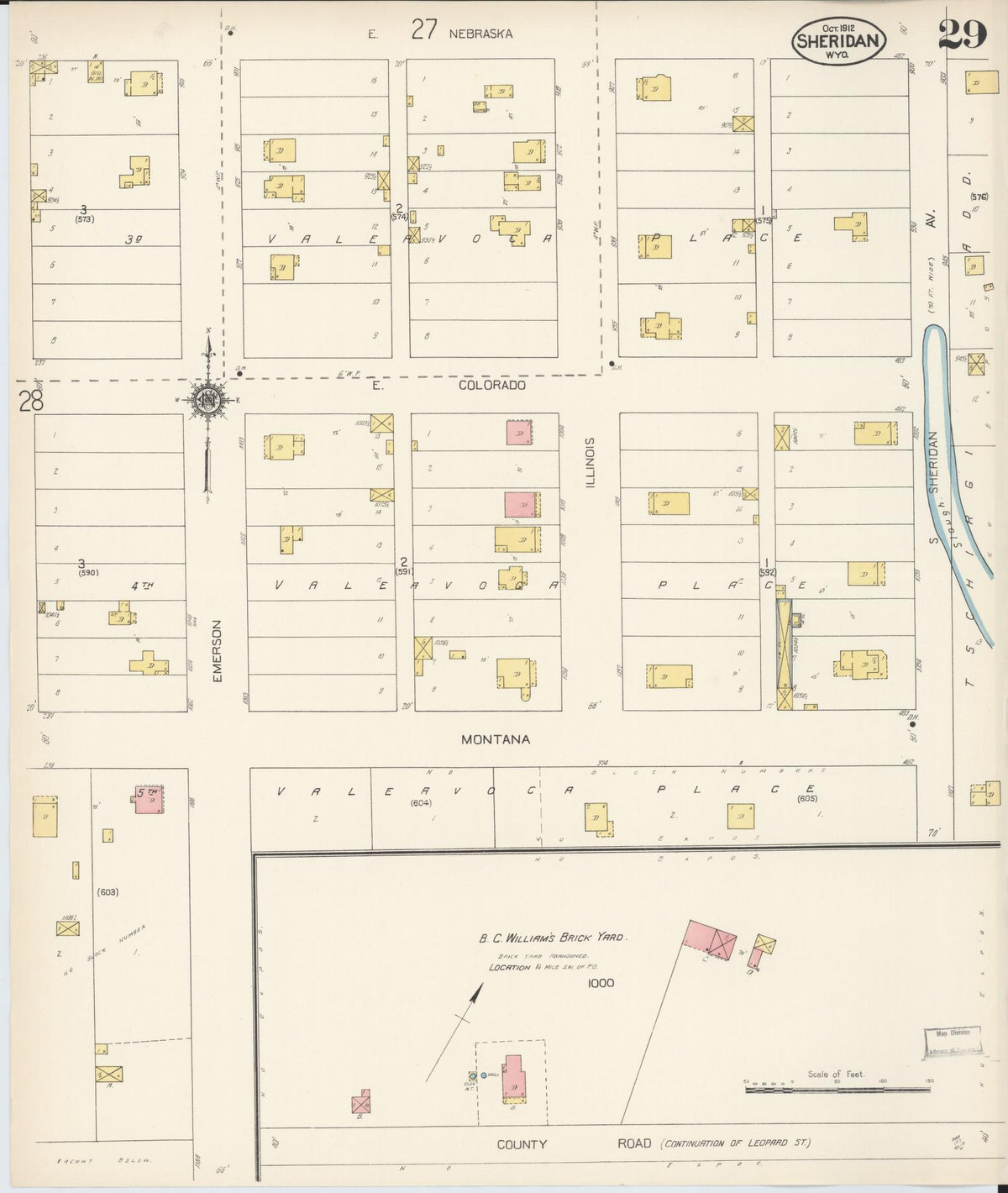 Sanborn Fire Insurance Map from Sheridan, Sheridan County, Wyoming (1912), Sheet #0029 - Complete Map Set gallery image, historic Sanborn map, vintage wall art, Wyoming Wyoming