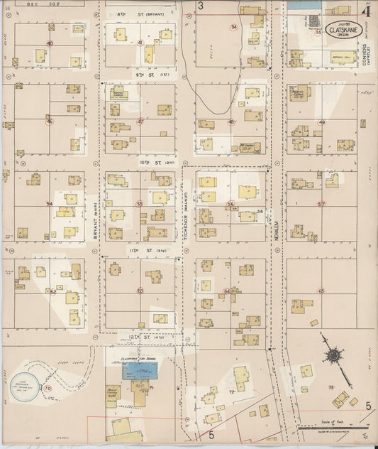 Sanborn Fire Insurance Map from Clatskanie, Columbia County, Oregon (1943), Sheet #0004 - Historic Sanborn Fire Insurance Map Print, vintage old map wall art, antique decor, genealogy gift, Oregon Oregon map