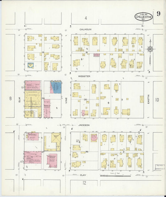Sanborn Fire Insurance Map from Chillicothe, Livingston County, Missouri (1916), Sheet #0009 - Historic Sanborn Fire Insurance Map Print, vintage old map wall art, antique decor, genealogy gift, Missouri Missouri map
