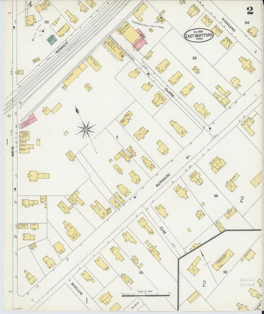 Sanborn Fire Insurance Map from East Hartford, Hartford County, Connecticut (1903), Sheet #0002 - Historic Sanborn Fire Insurance Map Print, vintage old map wall art, antique decor, genealogy gift, Connecticut Connecticut map