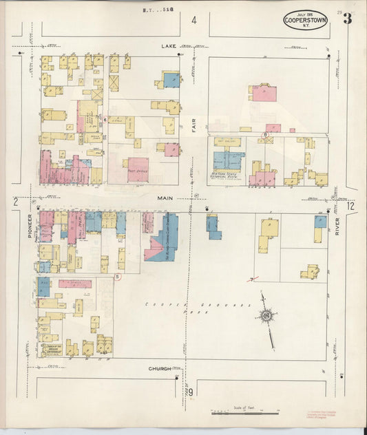 Sanborn Fire Insurance Map from Cooperstown, Otsego County, New York (1949), Sheet #0003 - Historic Sanborn Fire Insurance Map Print, vintage old map wall art, antique decor, genealogy gift, New York New York map