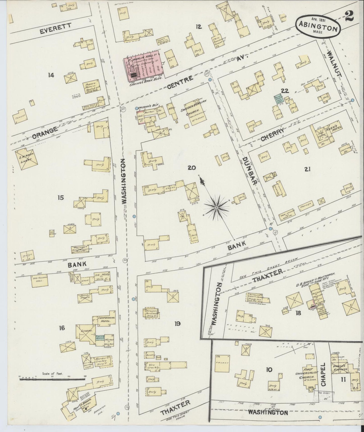 Sanborn Fire Insurance Map from Abington, Plymouth County, Massachusetts (1891), Sheet #0002 - Complete Map Set gallery image, historic Sanborn map, vintage wall art, Massachusetts Massachusetts