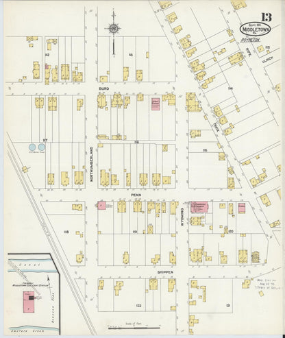 Sanborn Fire Insurance Map from Middletown, Dauphin County, Pennsylvania (1911), Sheet #0013 - Complete Map Set gallery image, historic Sanborn map, vintage wall art, Pennsylvania Pennsylvania