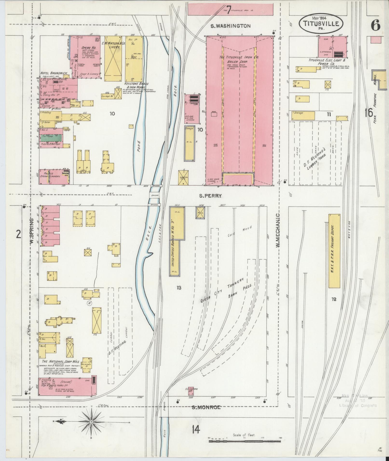 Sanborn Fire Insurance Map from Titusville, Crawford County, Pennsylvania (1904), Sheet #0006 - Complete Map Set gallery image, historic Sanborn map, vintage wall art, Pennsylvania Pennsylvania