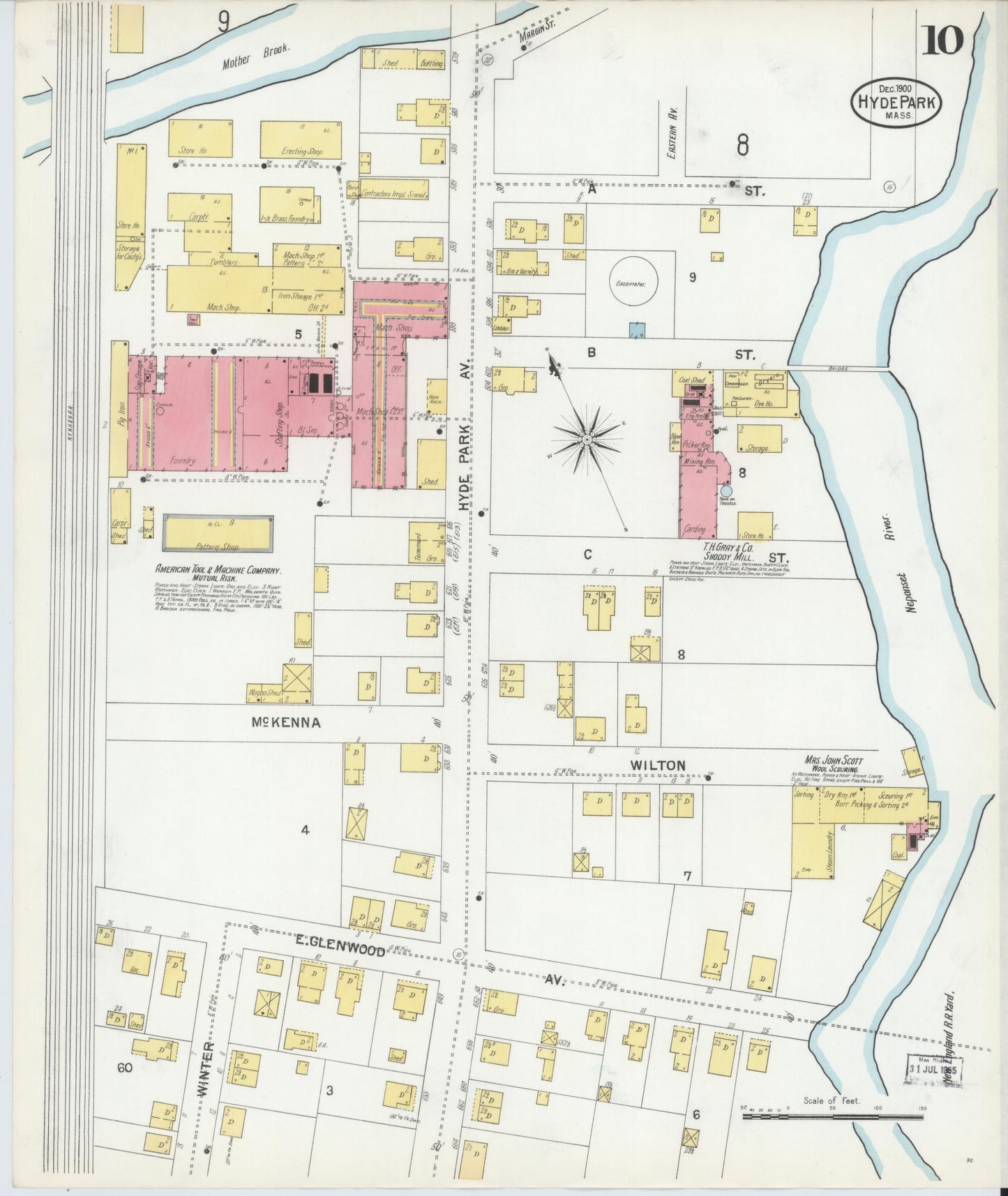 Sanborn Fire Insurance Map from Hyde Park, Norfolk County, Massachusetts (1900), Sheet #0010 - Complete Map Set gallery image, historic Sanborn map, vintage wall art, Massachusetts Massachusetts