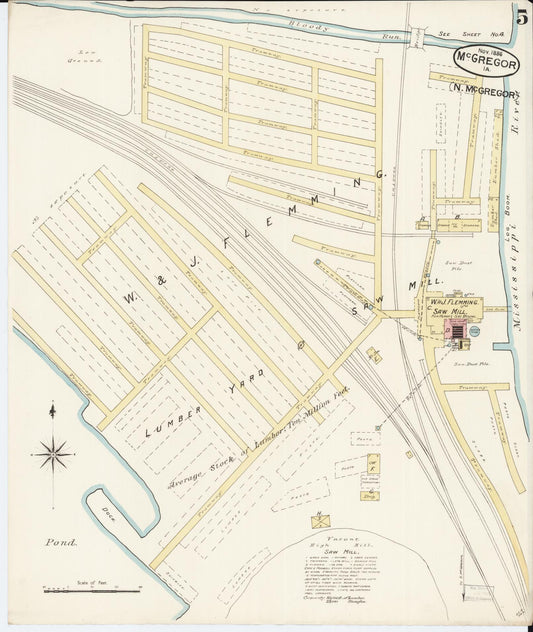 Sanborn Fire Insurance Map from McGregor, Clayton County, Iowa (1886), Sheet #0005 - Historic Sanborn Fire Insurance Map Print, vintage old map wall art