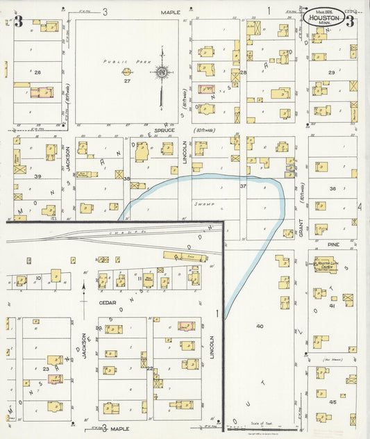 Sanborn Fire Insurance Map from Houston, Houston County, Minnesota (1926), Sheet #0003 - Historic Sanborn Fire Insurance Map Print, vintage old map wall art, antique decor, genealogy gift, Minnesota Minnesota map