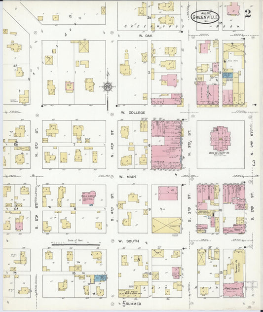 Sanborn Fire Insurance Map from Greenville, Bond County, Illinois (1912), Sheet #0002 - Historic Sanborn Fire Insurance Map Print, vintage old map wall art, antique decor, genealogy gift, Illinois Illinois map