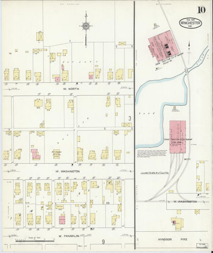 Sanborn Fire Insurance Map from Winchester, Randolph County, Indiana (1914), Sheet #0010 - Historic Sanborn Fire Insurance Map Print, vintage old map wall art, antique decor, genealogy gift, Indiana Indiana map