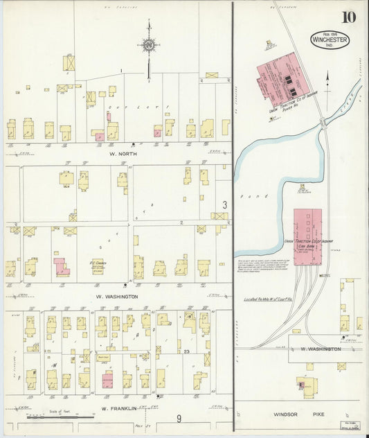 Sanborn Fire Insurance Map from Winchester, Randolph County, Indiana (1914), Sheet #0010 - Historic Sanborn Fire Insurance Map Print, vintage old map wall art, antique decor, genealogy gift, Indiana Indiana map