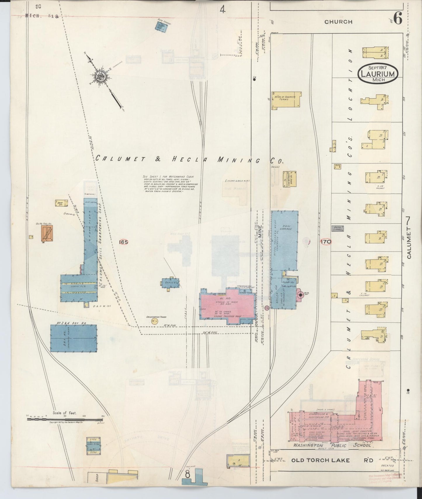 Sanborn Fire Insurance Map from Laurium, Houghton County, Michigan (1949), Sheet #0006 - Complete Map Set gallery image, historic Sanborn map, vintage wall art, Michigan Michigan