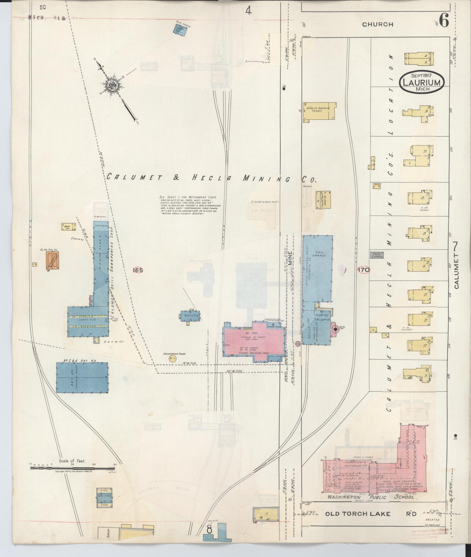 Sanborn Fire Insurance Map from Laurium, Houghton County, Michigan (1949), Sheet #0006 - Complete Map Set gallery image, historic Sanborn map, vintage wall art, Michigan Michigan