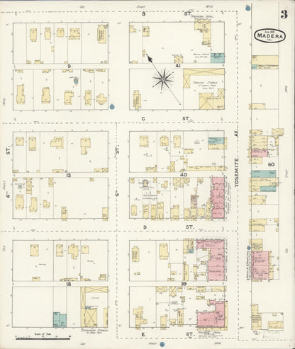 Sanborn Fire Insurance Map from Madera, Madera County, California (1891), Sheet #0003 - Complete Map Set gallery image, historic Sanborn map, vintage wall art, California California