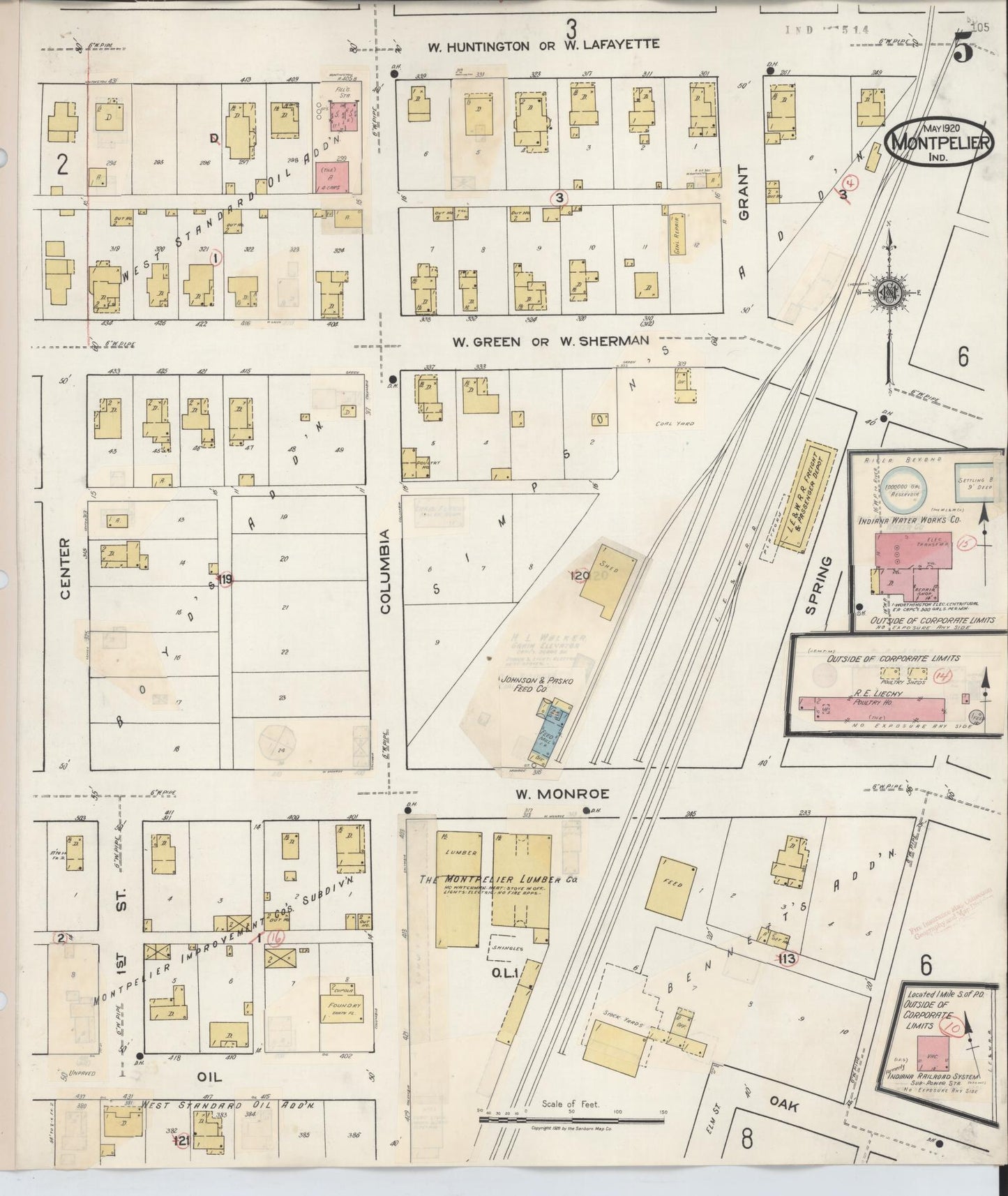 Sanborn Fire Insurance Map from Montpelier, Blackford County, Indiana (1941), Sheet #0005 - Complete Map Set gallery image, historic Sanborn map, vintage wall art, Indiana Indiana