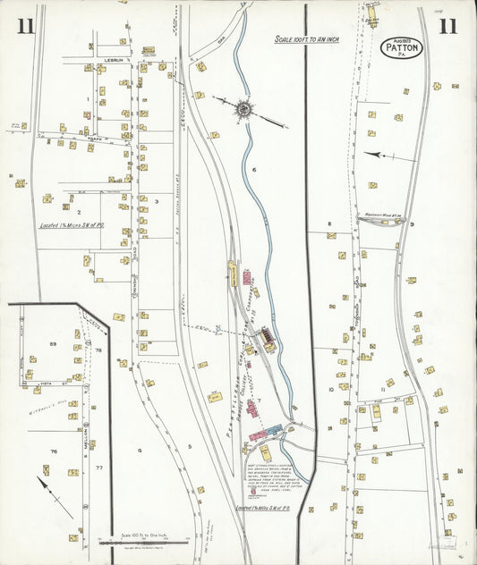Sanborn Fire Insurance Map from Patton, Cambria County, Pennsylvania (1923), Sheet #0011 - Historic Sanborn Fire Insurance Map Print, vintage old map wall art, antique decor, genealogy gift, Pennsylvania Pennsylvania map
