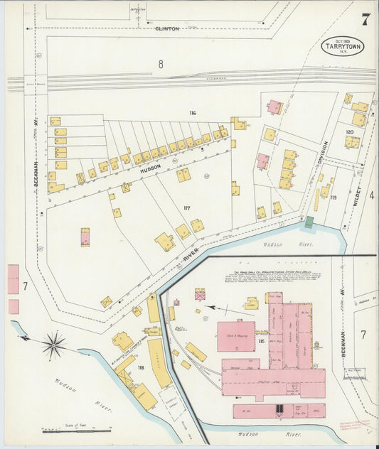 Sanborn Fire Insurance Map from Tarrytown, Westchester County, New York (1903), Sheet #0007 - Historic Sanborn Fire Insurance Map Print, vintage old map wall art, antique decor, genealogy gift, New York New York map
