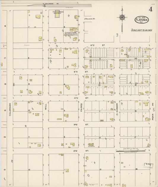 Sanborn Fire Insurance Map from Flatonia, Fayette County, Texas (1922), Sheet #0004 - Historic Sanborn Fire Insurance Map Print, vintage old map wall art, antique decor, genealogy gift, Texas Texas map