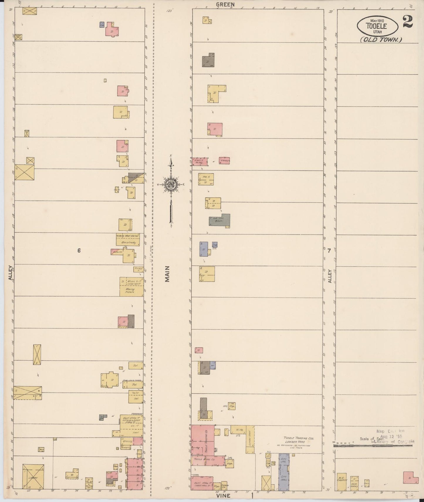Sanborn Fire Insurance Map from Tooele, Tooele County, Utah (1910), Sheet #0002 - Complete Map Set gallery image, historic Sanborn map, vintage wall art, Utah Utah