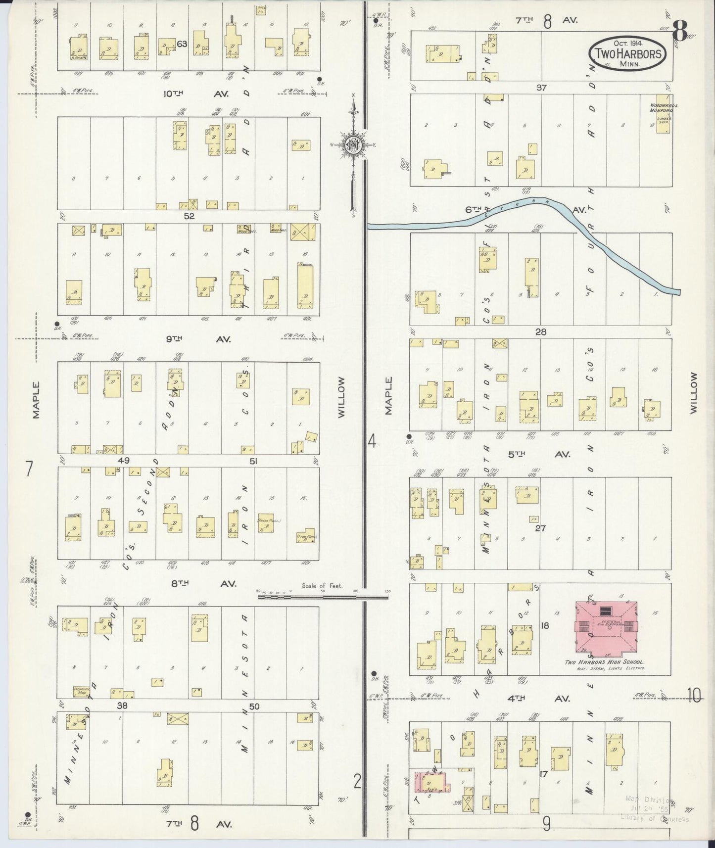 Sanborn Fire Insurance Map from Two Harbors, Lake County, Minnesota (1914), Sheet #0008 - Complete Map Set gallery image, historic Sanborn map, vintage wall art, Minnesota Minnesota