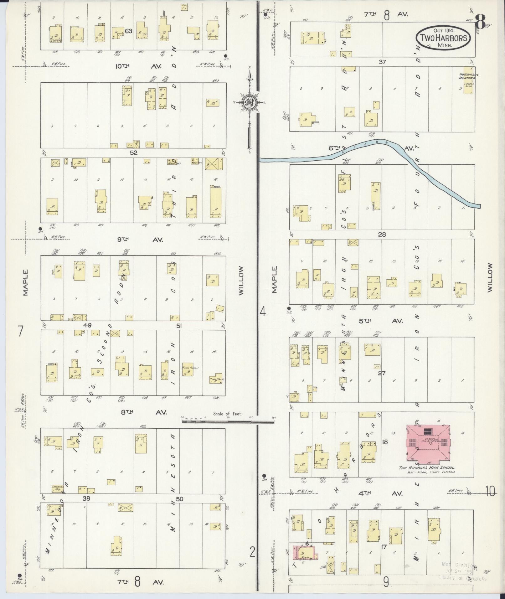 Sanborn Fire Insurance Map from Two Harbors, Lake County, Minnesota (1914), Sheet #0008 - Complete Map Set gallery image, historic Sanborn map, vintage wall art, Minnesota Minnesota