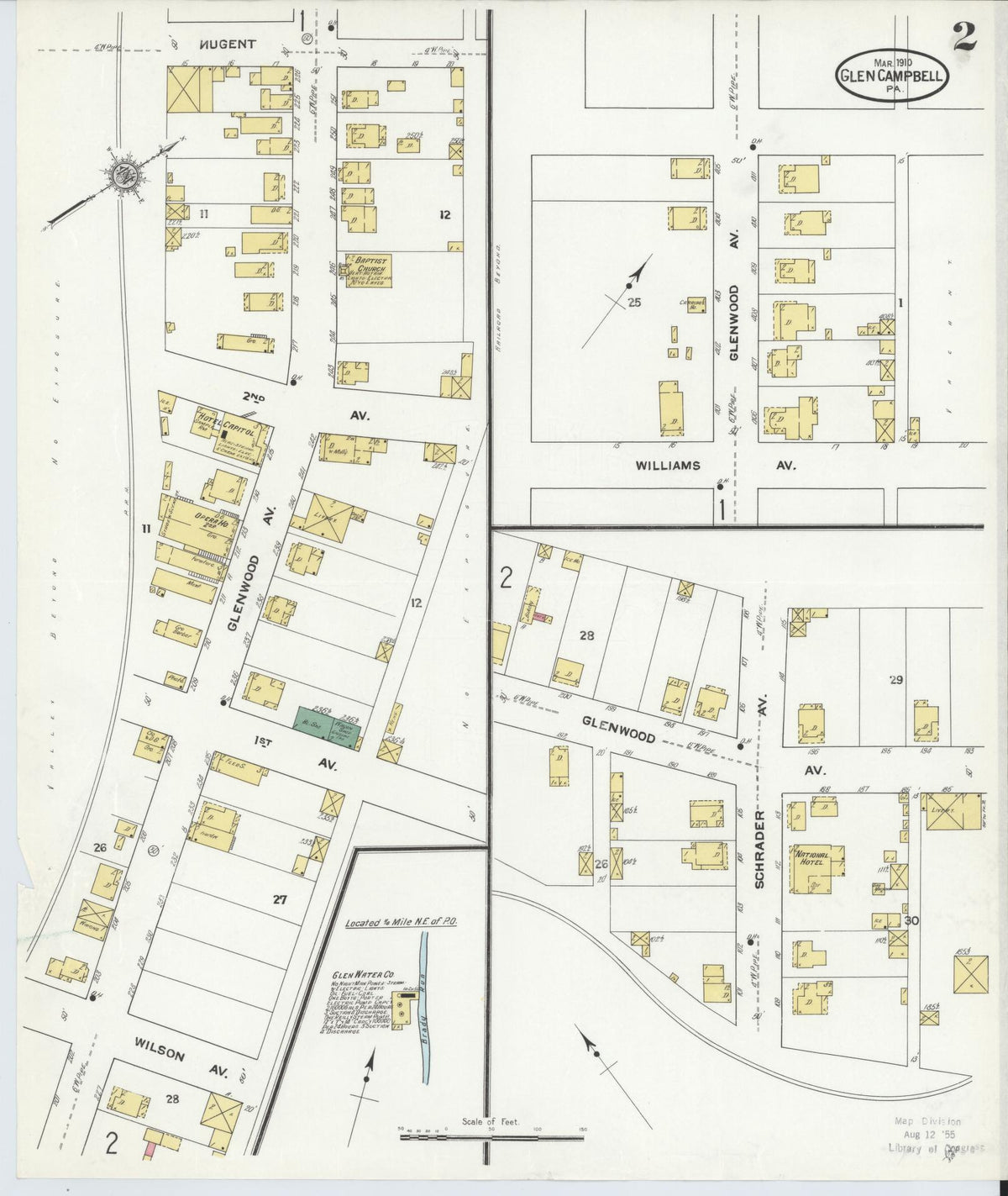Sanborn Fire Insurance Map from Glen Campbell, Indiana County, Pennsylvania (1910), Sheet #0002 - Historic Sanborn Fire Insurance Map Print, vintage old map wall art, antique decor, genealogy gift, Glen Campbell Indiana map
