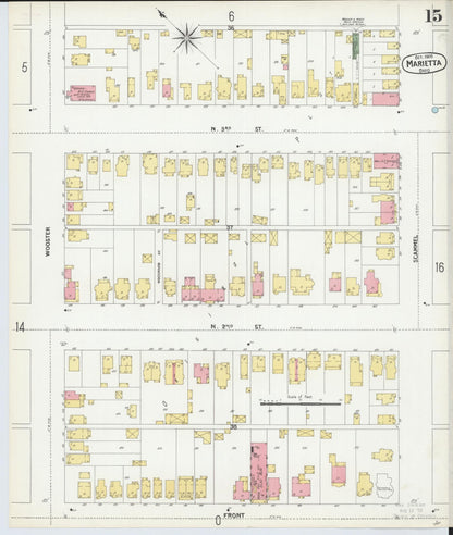 Sanborn Fire Insurance Map from Marietta, Washington County, Ohio (1900), Sheet #0015 - Historic Sanborn Fire Insurance Map Print, vintage old map wall art, antique decor, genealogy gift, Ohio Ohio map