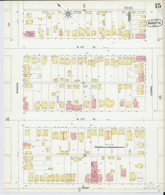 Sanborn Fire Insurance Map from Marietta, Washington County, Ohio (1900), Sheet #0015 - Historic Sanborn Fire Insurance Map Print, vintage old map wall art, antique decor, genealogy gift, Ohio Ohio map
