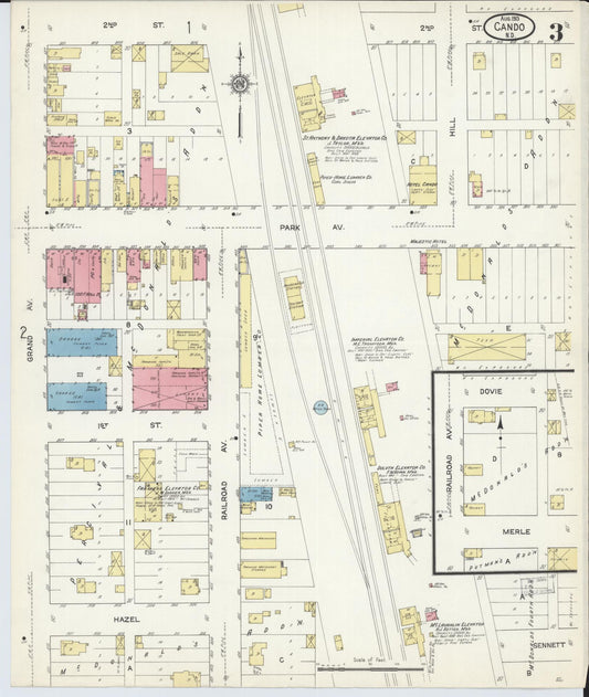 Sanborn Fire Insurance Map from Cando, Towner County, North Dakota (1913), Sheet #0003 - Historic Sanborn Fire Insurance Map Print, vintage old map wall art, antique decor, genealogy gift, North Dakota North Dakota map