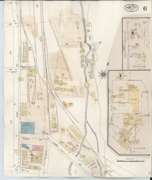 Sanborn Fire Insurance Map from Park City, Summit County, Utah (1940), Sheet #0006 - Historic Sanborn Fire Insurance Map Print, vintage old map wall art, antique decor, genealogy gift, Utah Utah map