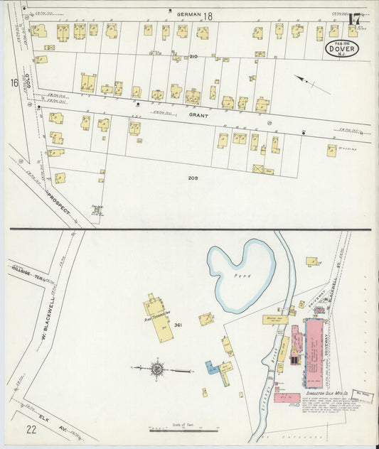 Sanborn Fire Insurance Map from Dover, Morris County, New Jersey (1916), Sheet #0017 - Historic Sanborn Fire Insurance Map Print, vintage old map wall art, antique decor, genealogy gift, New Jersey New Jersey map