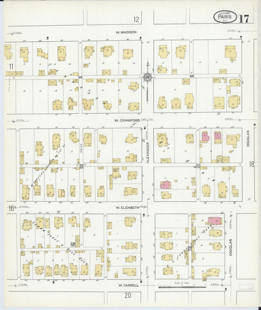 Sanborn Fire Insurance Map from Paris, Edgar County, Illinois (1916), Sheet #0017 - Historic Sanborn Fire Insurance Map Print, vintage old map wall art, antique decor, genealogy gift, Illinois Illinois map