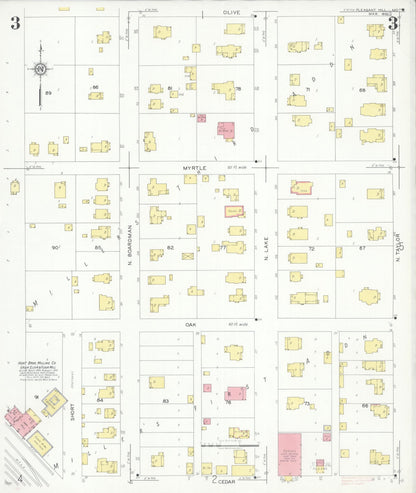 Sanborn Fire Insurance Map from Pleasant Hill, Cass County, Missouri (1932), Sheet #0003 - Complete Map Set gallery image, historic Sanborn map, vintage wall art, Missouri Missouri