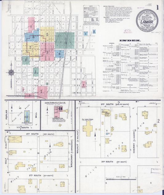 Sanborn Fire Insurance Map from Lamar, Barton County, Missouri (1910), Sheet #0001 - Historic Sanborn Fire Insurance Map Print, vintage old map wall art, antique decor, genealogy gift, Missouri Missouri map