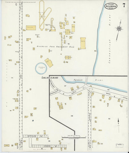 Sanborn Fire Insurance Map from Agawam, Hampden County, Massachusetts (1920), Sheet #0007 - Complete Map Set gallery image, historic Sanborn map, vintage wall art, Massachusetts Massachusetts