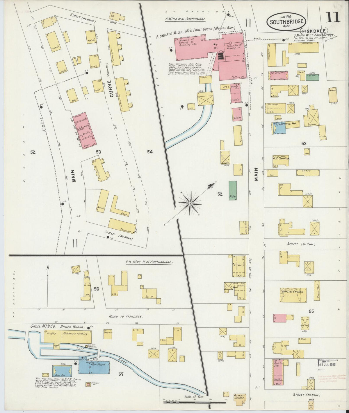 Sanborn Fire Insurance Map from Southbridge, Worcester County, Massachusetts (1899), Sheet #0011 - Complete Map Set gallery image, historic Sanborn map, vintage wall art, Massachusetts Massachusetts